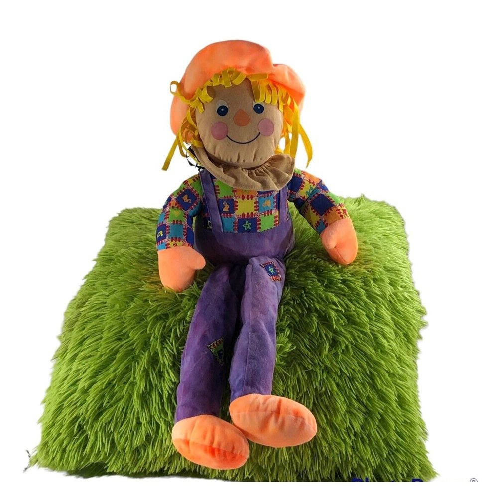 Stuffins 24” Scarecrow Plush Vintage Purple Colorful Stuffed Toy Halloween Decor